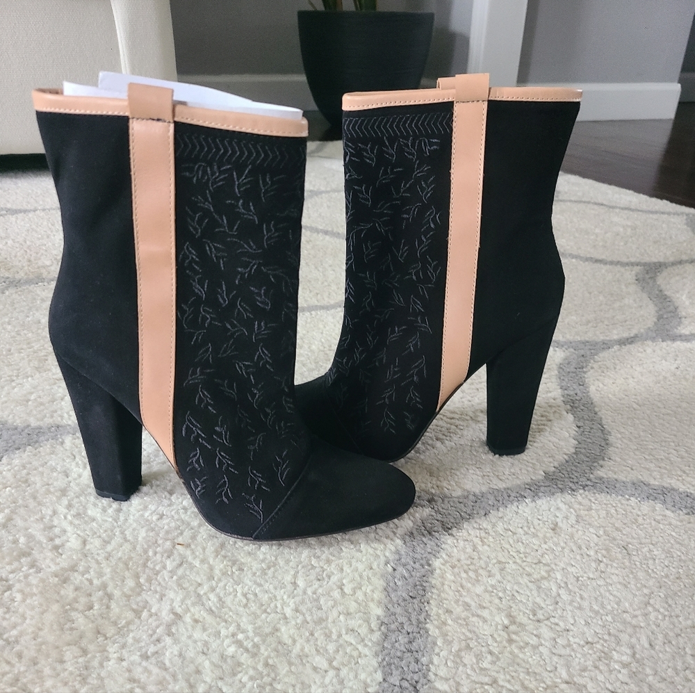 Plomo Black Suede Boots Size 38 US 7 New
